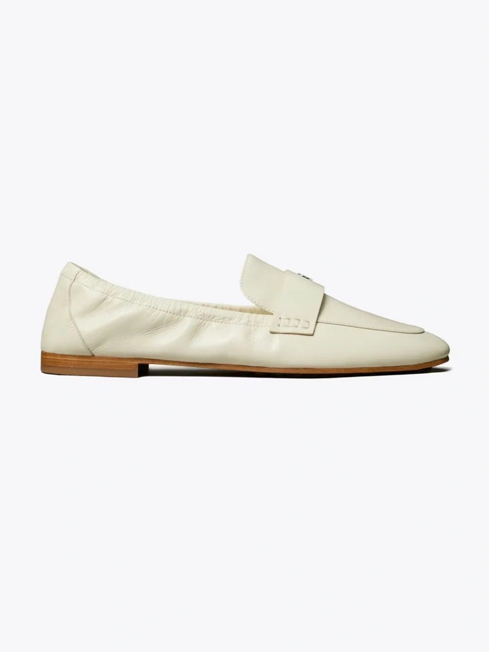 Tory Burch Light Cream Leather Slip-On Ballet Loafers for Women NEW